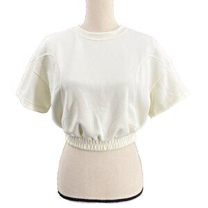Lululemon Cream Softstreme Gathered T-Shirt Sweater Top Womens 4 Elastic Waist